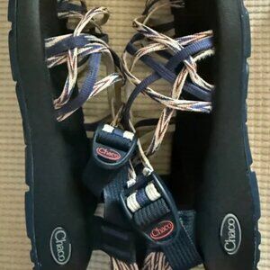Womens Chacos Zx/3 Classic Incan Red White Blue Strappy Sandals